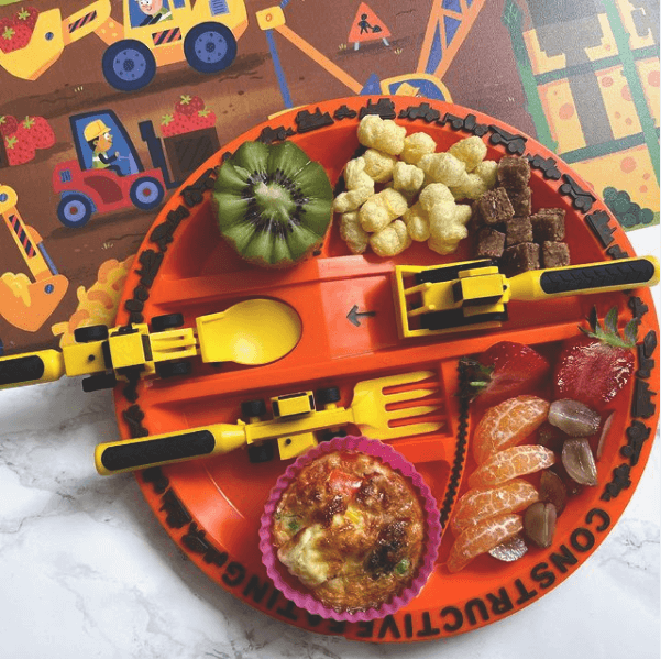 constructive eating construction themed plate utensils cutlery and placemat for kids - Mikki and Me Kids