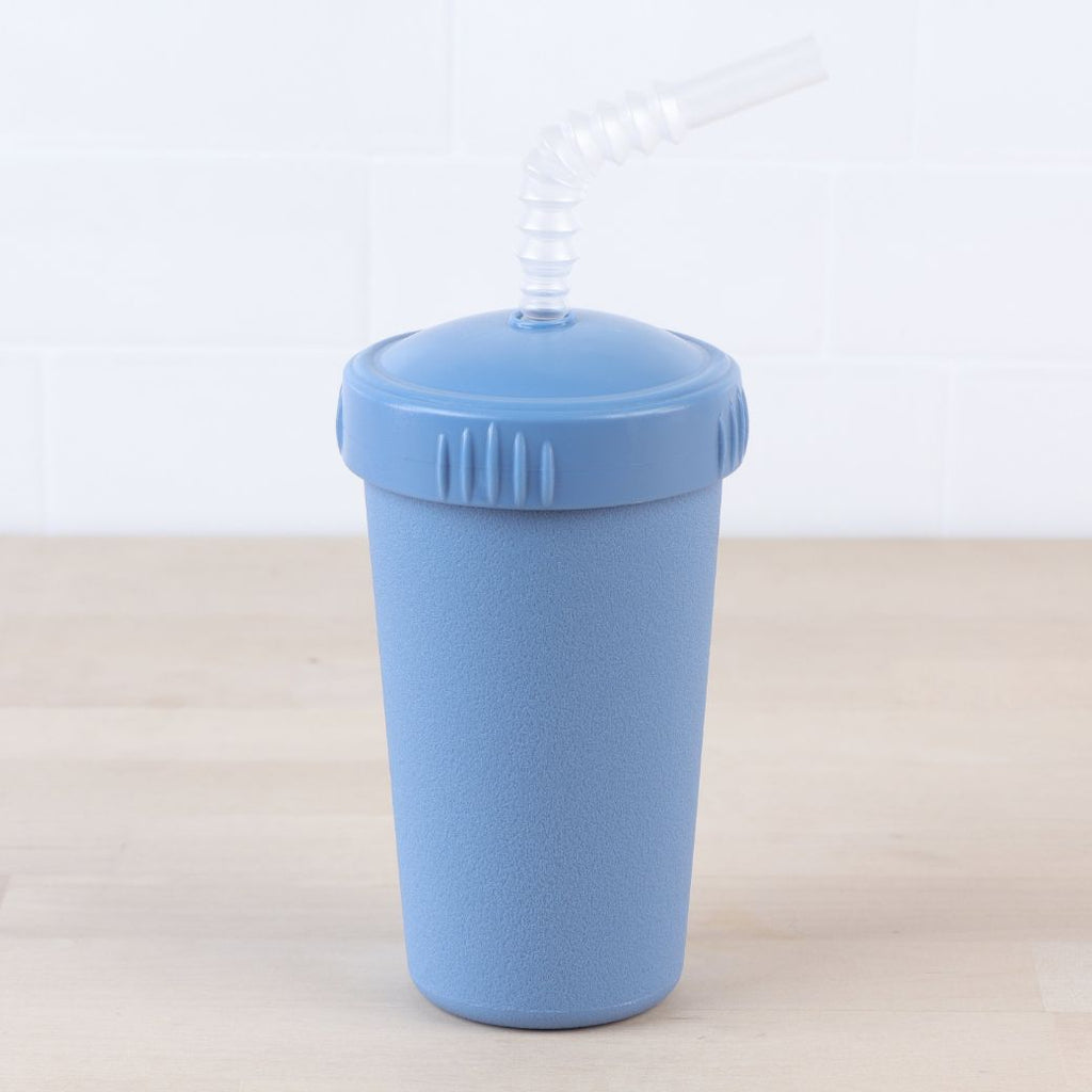 denim blue replay straw cup with reusable straw made out of recycled plastic - Mikki and Me Kids