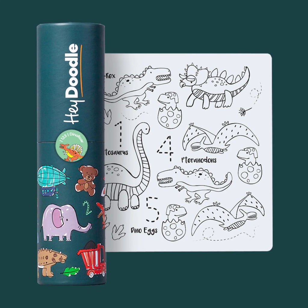dino roar dinosaur hey doodle mini mat made from silicone for kids reusable drawing, keep kids entertained while at restaurants, cafes and travelling - Mikki and Me Kids