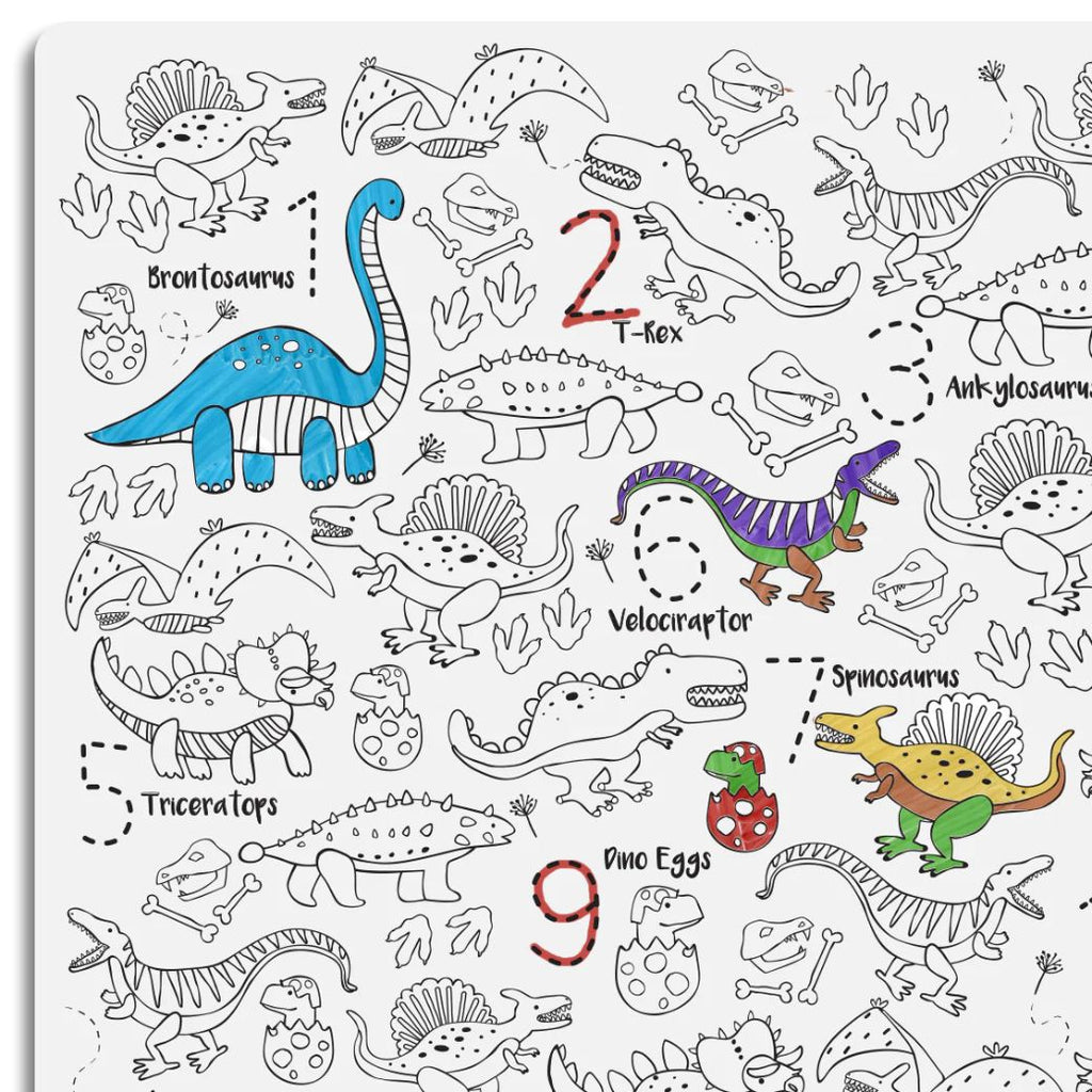 dinosaur hey doodle reusable silicone drawing mat for kids, keep kids entertained while at restaurants, cafes and travelling - Mikki and Me Kids