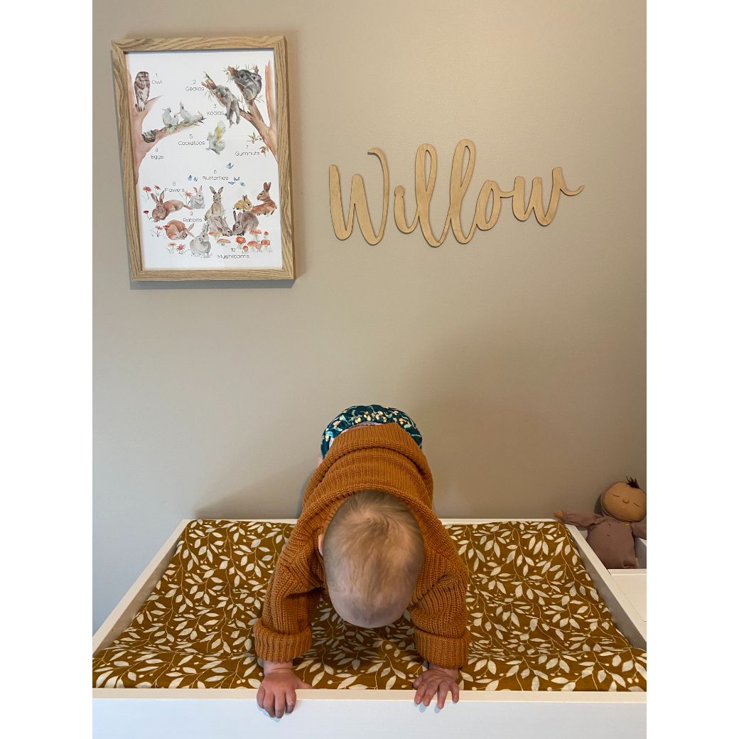 hand-illustrated owl, koala, cockatoo and bunny wall art prints for nursery and playroom
