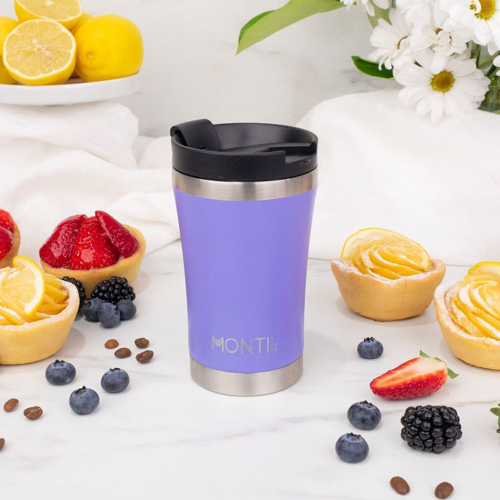 MontiiCo insulated stainless steel grape regular coffee cup for adults - Mikki and Me Kids