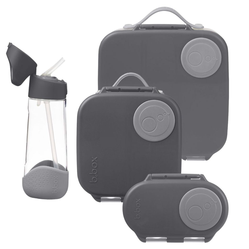 B.Box Graphite Bento Lunchbox Bundle - Large, Mini, Snackbox & Drink Bottle