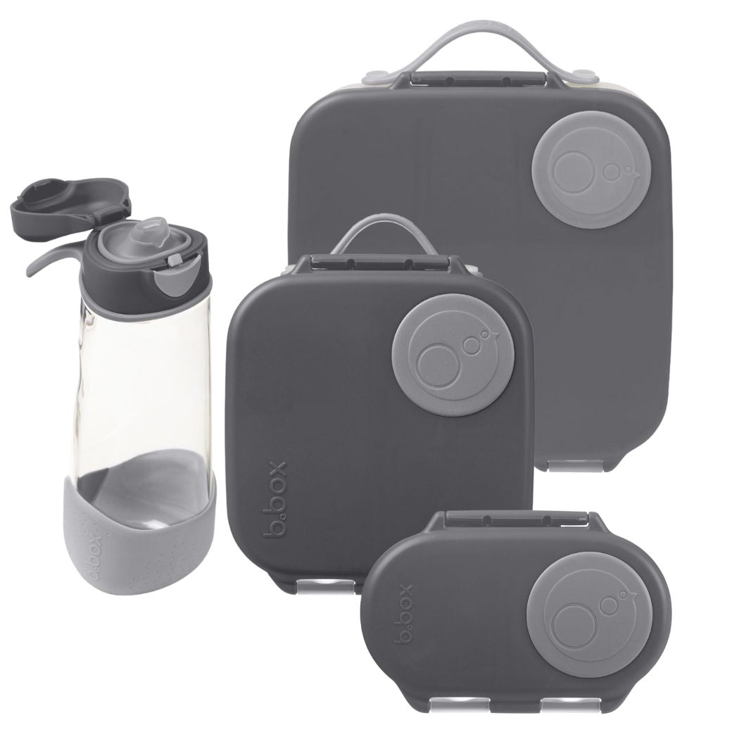 B.Box Graphite Bento Lunchbox Bundle - Large, Mini, Snackbox & Drink Bottle