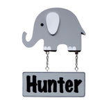 Kids personalised, decorative, and hand made door plaque - Grey Elephant - Mikki and Me Kids
