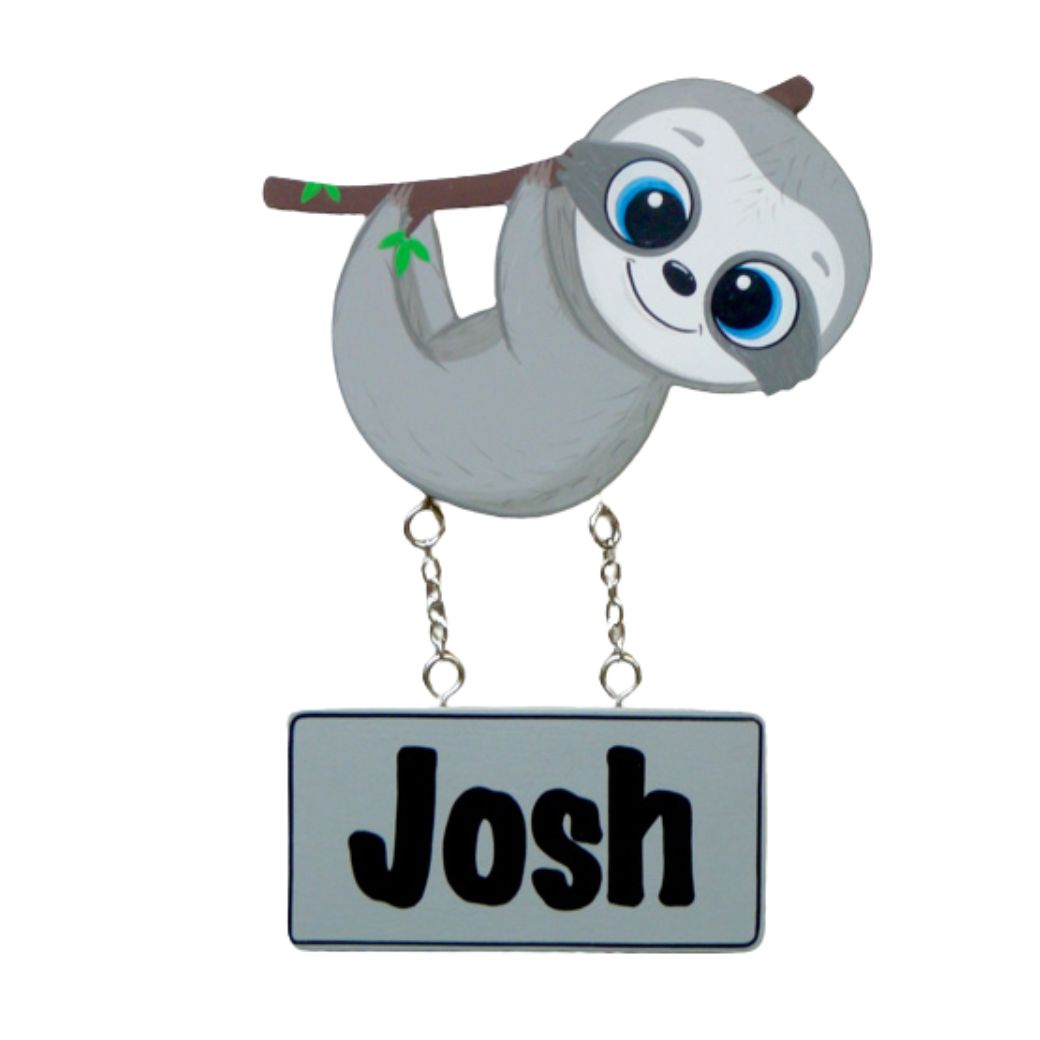 Kids personalised, decorative, and hand made door plaque - Sloth - Mikki and Me Kids