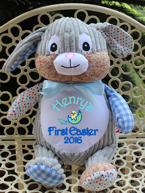 HARLEQUIN BLUE BUNNIE CUBBIE - Mikki & Me Kids