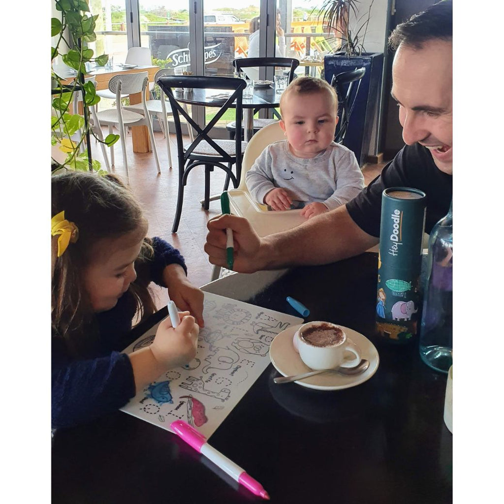 hey doodle reusable mini silicone drawing mat for kids, keep kids entertained while at restaurants, cafes and travelling - Mikki and Me Kids
