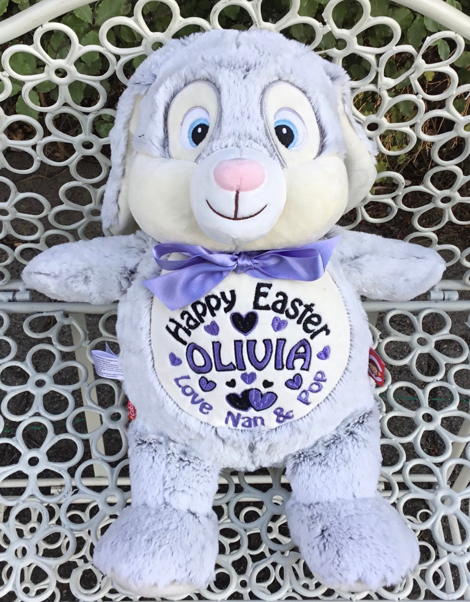 Personalised Grey Bunny Cubbie - Mikki & Me Kids