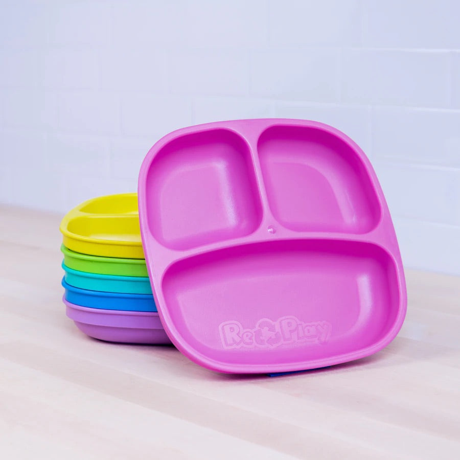 RePlay Recycled Plastic Divided Plate Bundle "Sorbet" 6 Pack