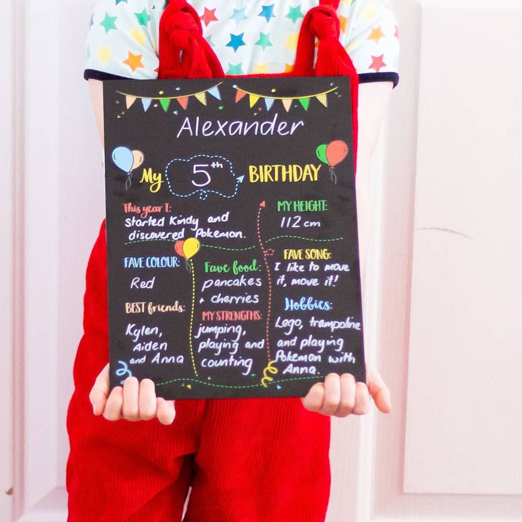 pastel reversible kids birthday milestone reusable chalk board - Mikki and Me Kids