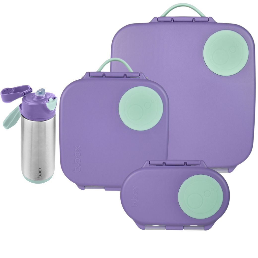 B.Box Lilac Pop Bento Lunchbox Bundle - Large, Mini, Snackbox, & Drink Bottle [PRE-ORDER: SHIPS MID-DECEMBER 2023]