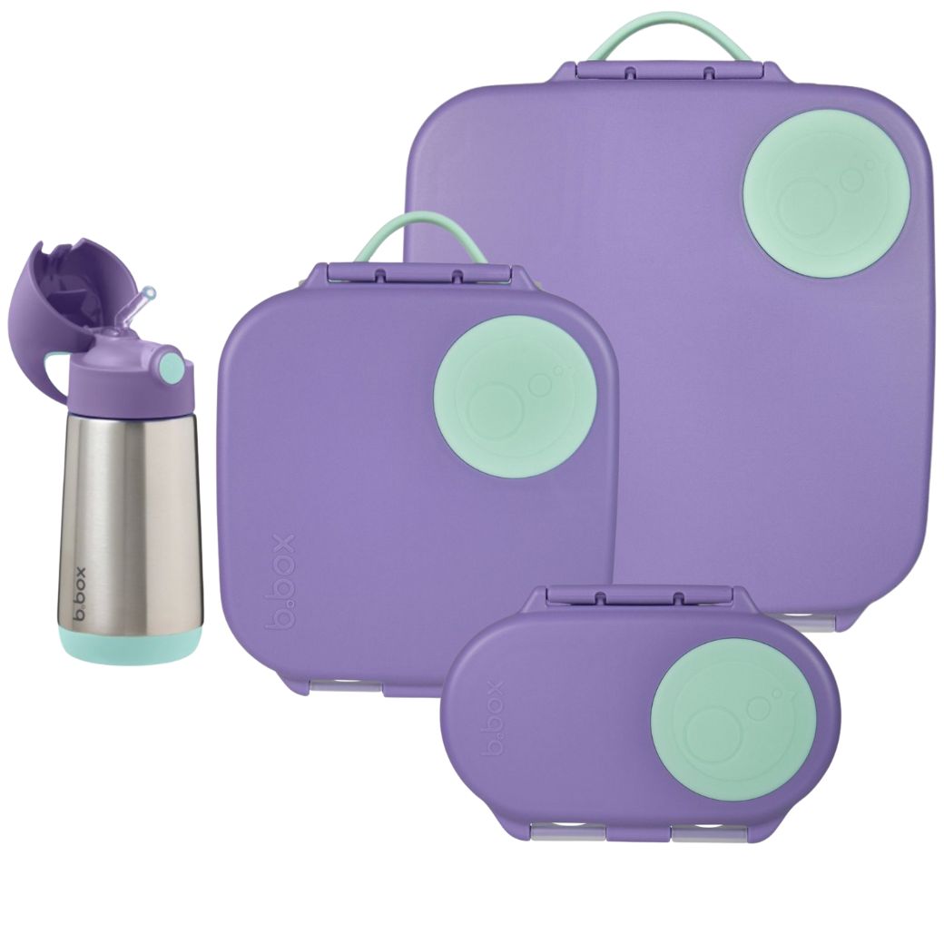B.Box Lilac Pop Bento Lunchbox Bundle - Large, Mini, Snackbox, & Drink Bottle [PRE-ORDER: SHIPS MID-DECEMBER 2023]
