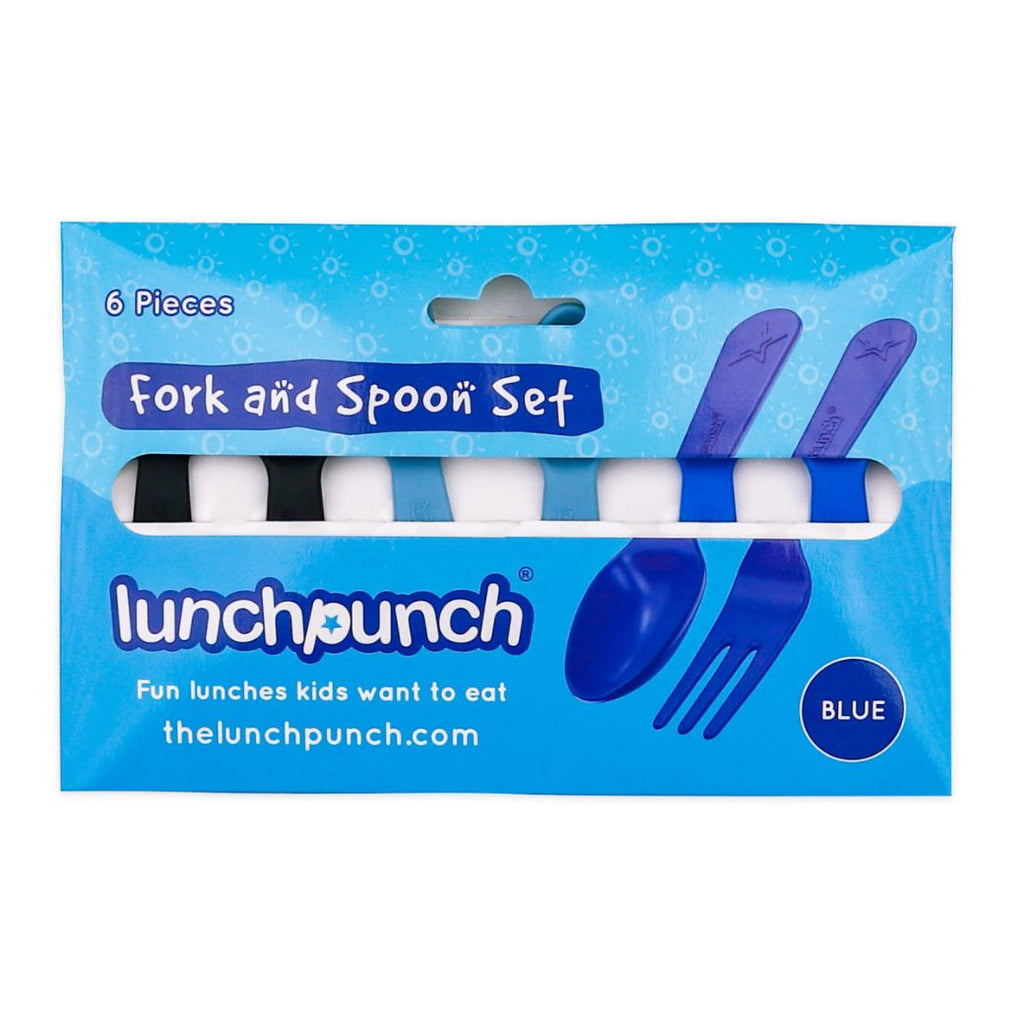 lunch punch fork and spoon set blue - Mikki and Me Kids