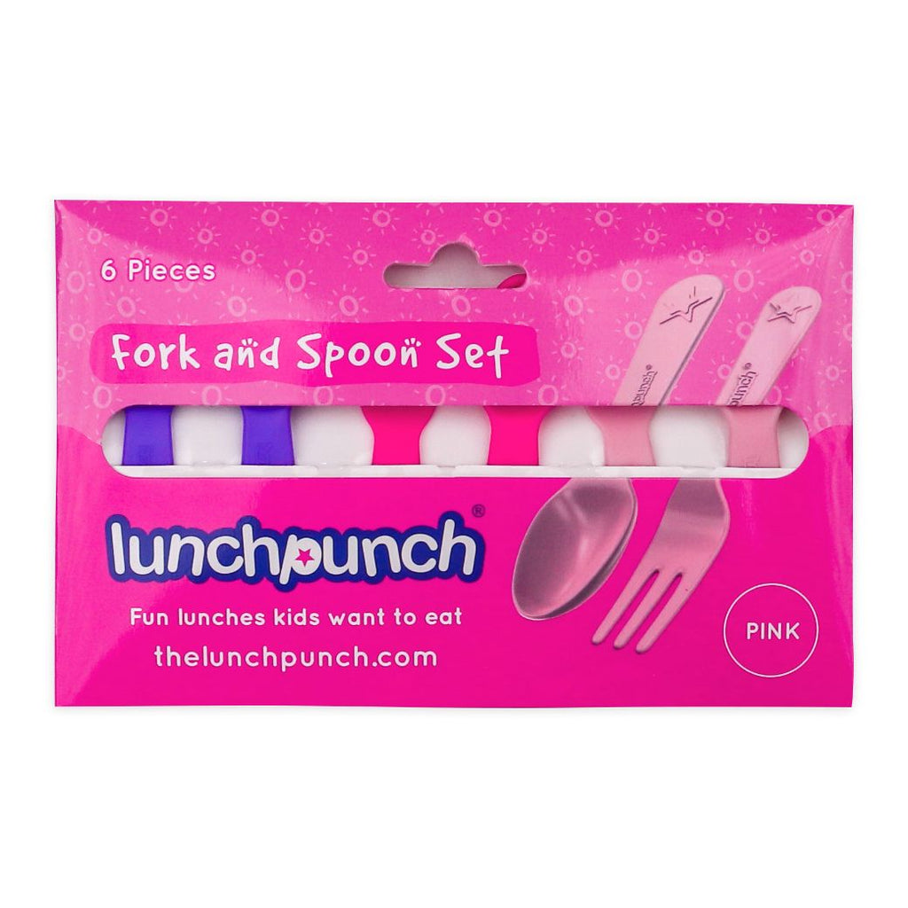 lunch punch fork and spoon set pink - Mikki and Me Kids