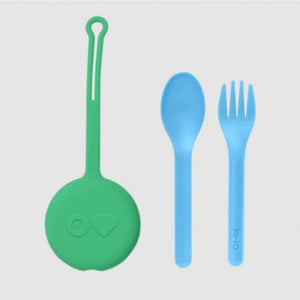 mint green omie cutlery set for kids at school | Mikki and Me
