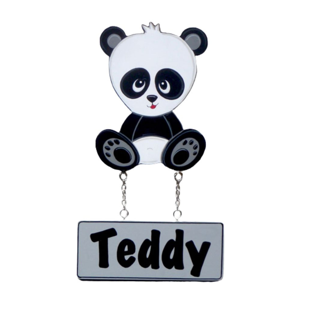 Kids personalised, decorative, and hand made door plaque - Panda - Mikki and Me Kids