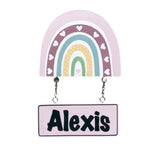 Kids personalised, decorative, and hand made door plaque - Boho Rainbow Pink - Mikki and Me Kids