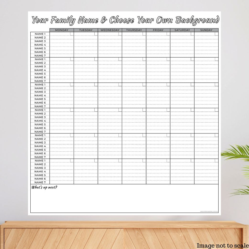 Award winning personliased acrylic monthly wall planner for families | Mikki and Me