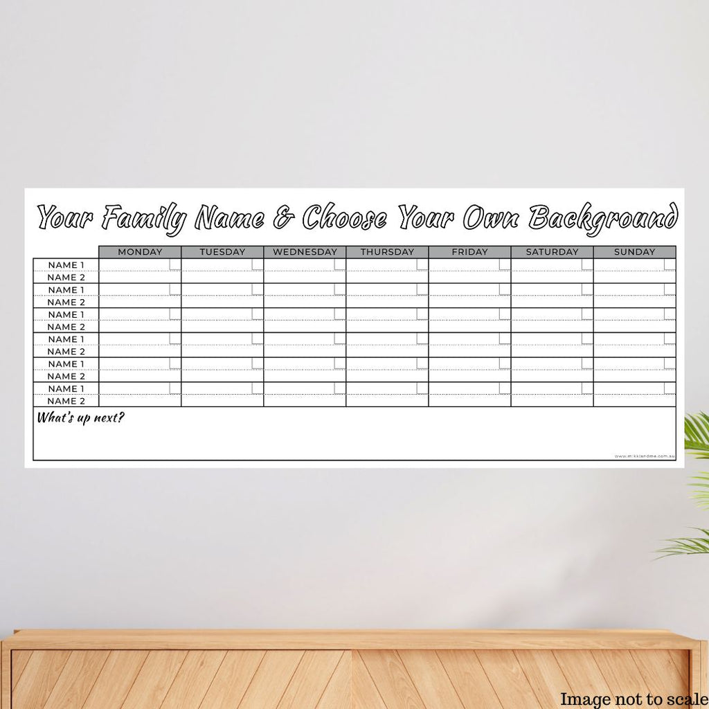 Award winning personliased acrylic monthly wall planner for families | Mikki and Me