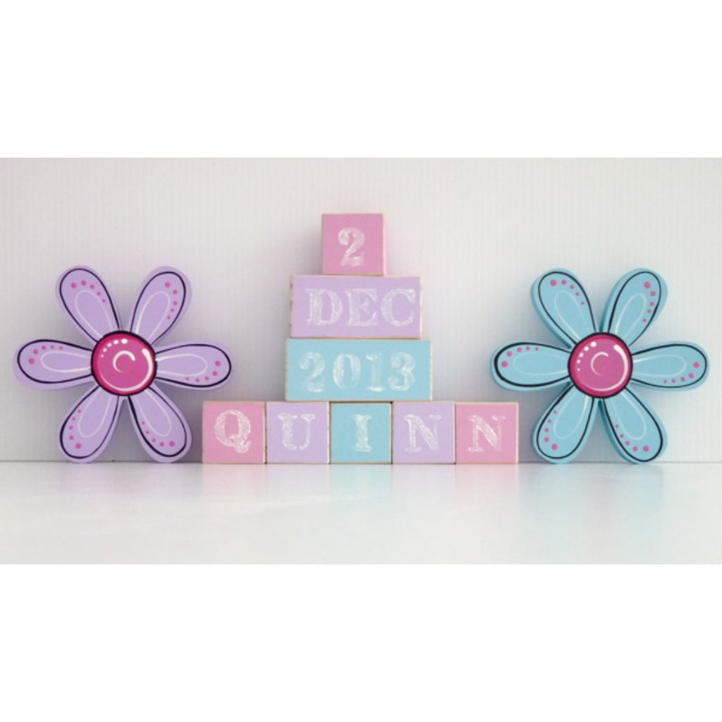 hand made personalised name block sets - Mikki and Me Kids