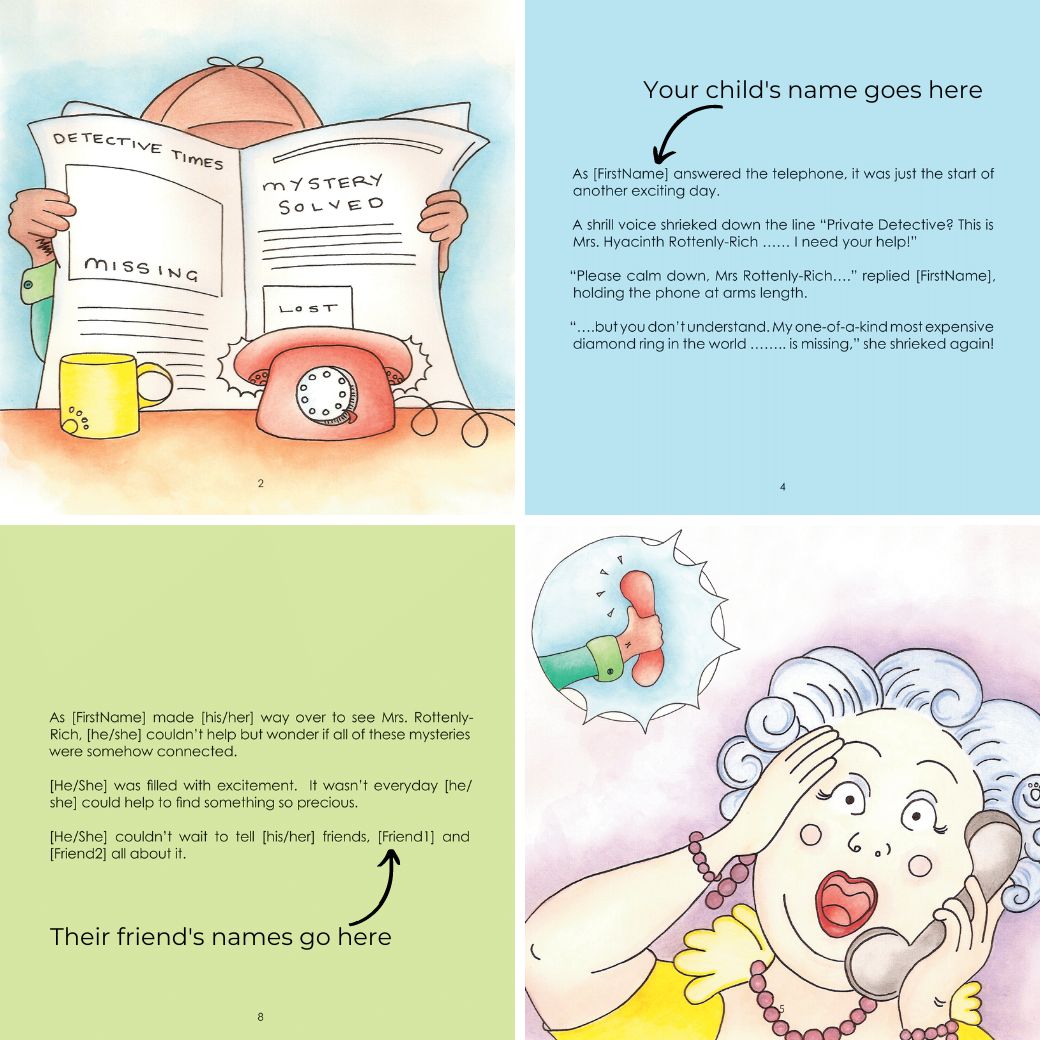 Private Detective a Case of the Missing Diamond - A Personalised Story for Your Kids [INCLUDES FREE SHIPPING]