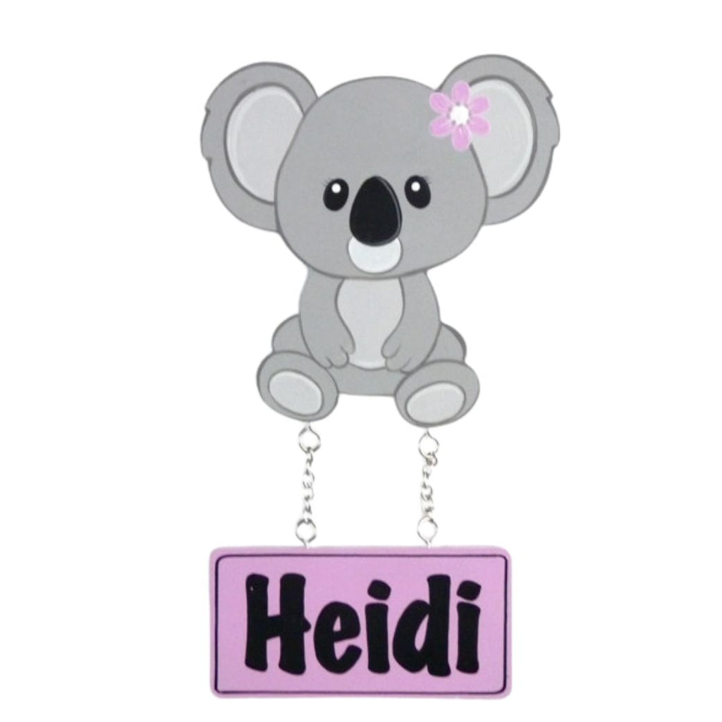 Kids personalised, decorative, and hand made door plaque - Pink Koala - Mikki & Me Kids