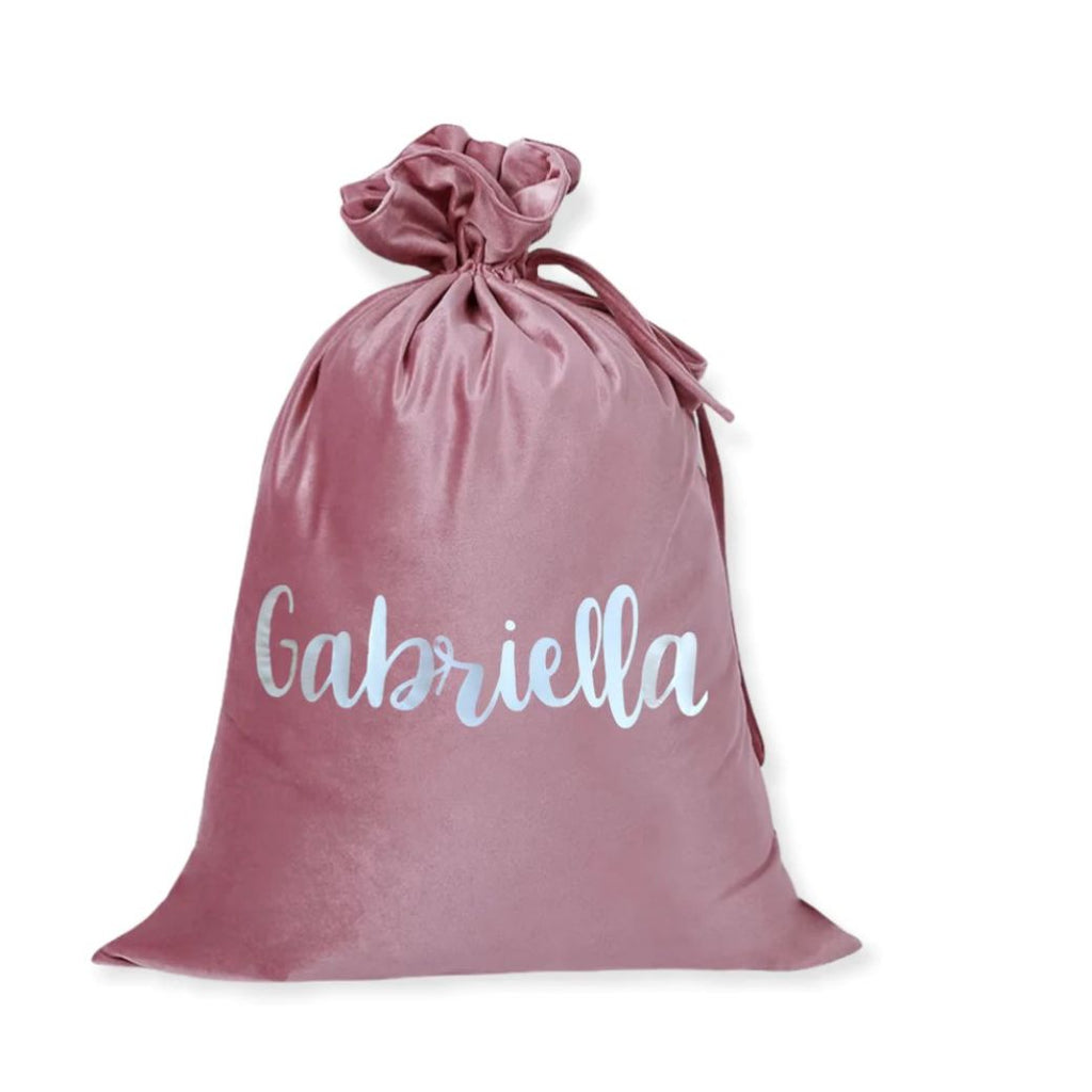 pink velvet personalised santa sack