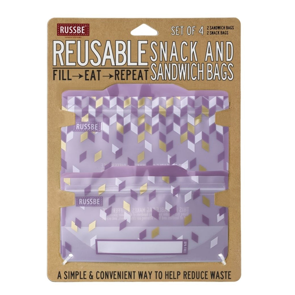 purple metallic confetti russbe reusable sandwich snack bags 4 pack kids store - Mikki and Me