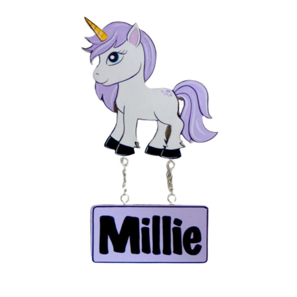 Kids personalised, decorative, and hand made door plaque - Unicorn Mauve - Mikki and Me Kids