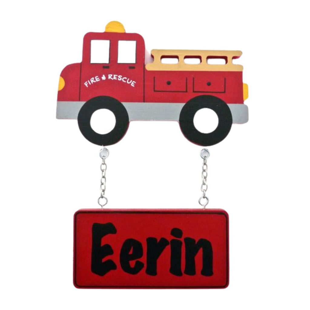 Kids personalised, decorative, and hand made door plaque - Fire Truck - Mikki & Me Kids