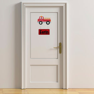Kids personalised, decorative, and hand made door plaque - Fire Truck - Mikki & Me Kids