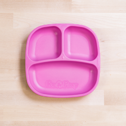 bright pink Replay divided plate made out of recycled plastic   Mikki and Me Kids