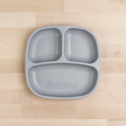 grey Replay divided plate made out of recycled plastic   Mikki and Me Kids