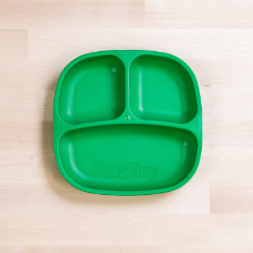 kelly green Replay divided plate made out of recycled plastic   Mikki and Me Kids