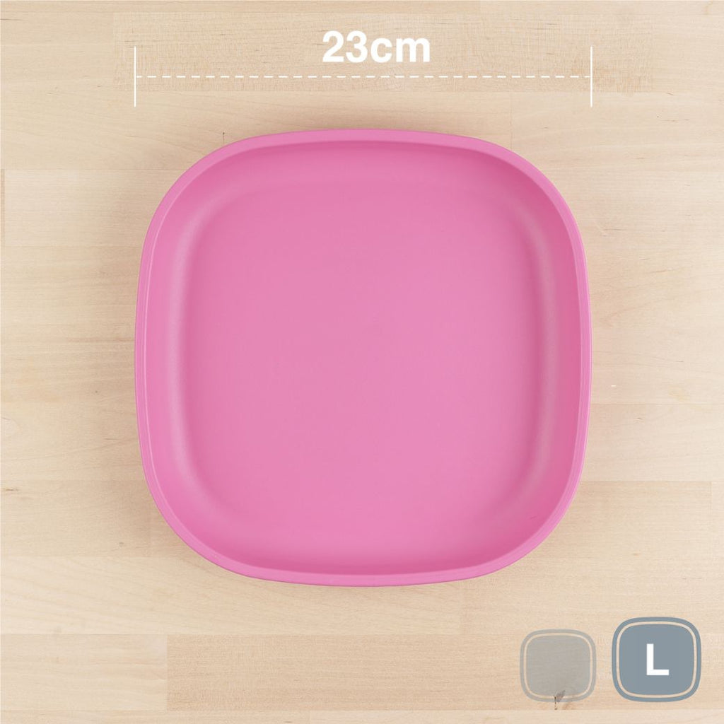 bright pink replay large flat plate made out of recycled plastic for kids, adults and picnics- Mikki and Me Kids