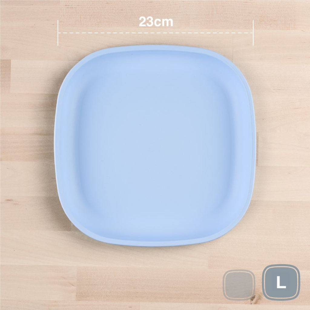 ice blue replay large flat plate made out of recycled plastic for kids, adults and picnics- Mikki and Me Kids