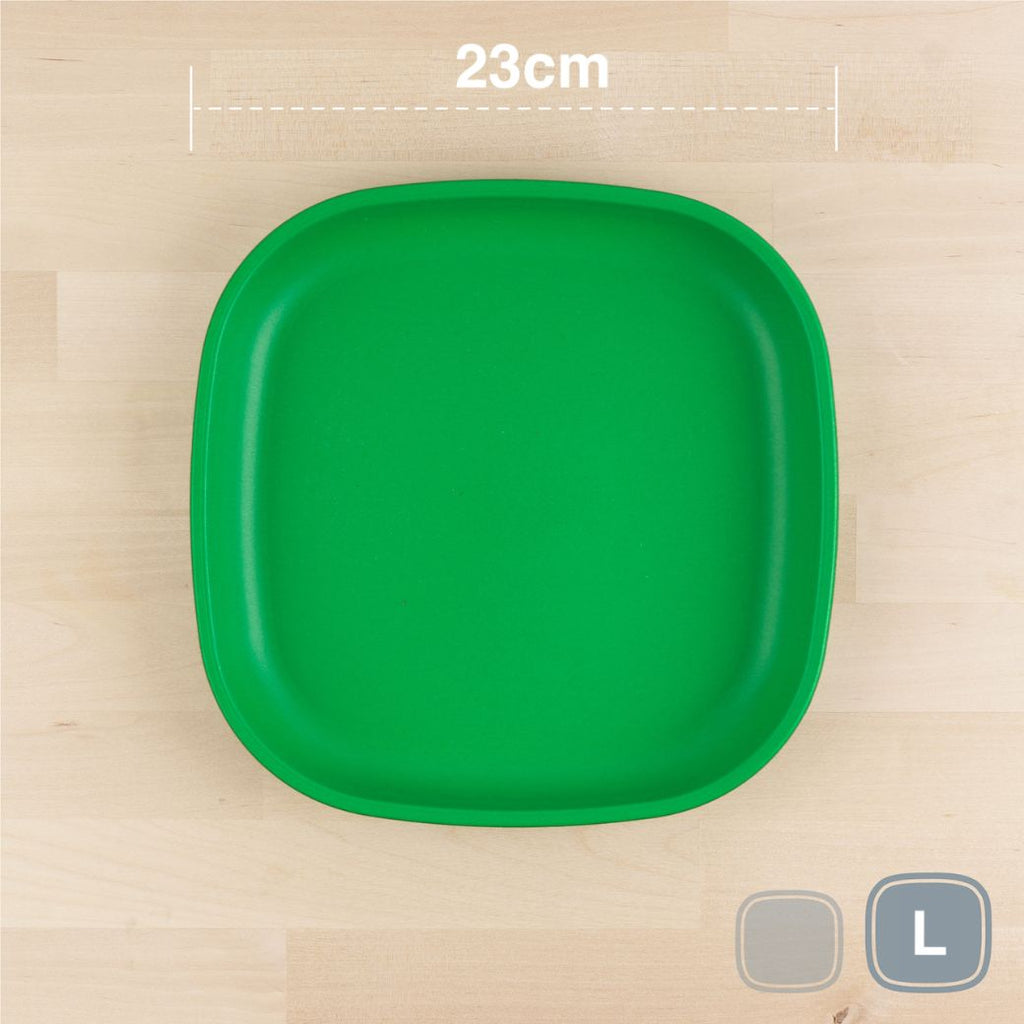 kelly green replay large flat plate made out of recycled plastic for kids, adults and picnics- Mikki and Me Kids