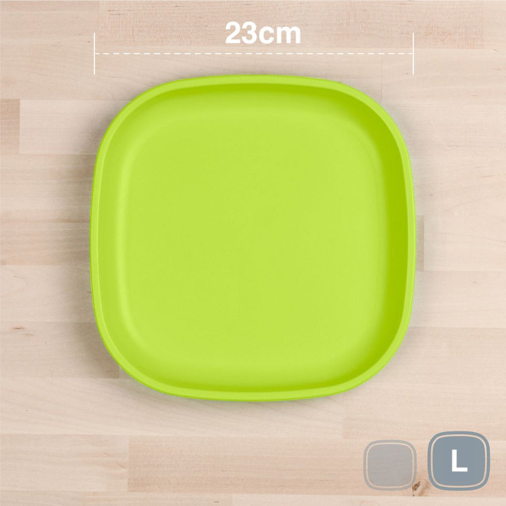 lime green replay large flat plate made out of recycled plastic for kids, adults and picnics- Mikki and Me Kids