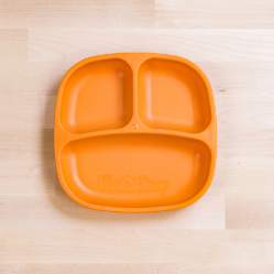 orange Replay divided plate made out of recycled plastic   Mikki and Me Kids