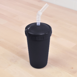 black replay straw cup with reusable straw made out of recycled plastic - Mikki and Me Kids