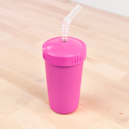 bright pink replay straw cup with reusable straw made out of recycled plastic - Mikki and Me Kids