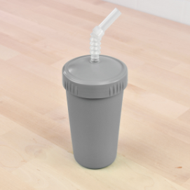 grey replay straw cup with reusable straw made out of recycled plastic - Mikki and Me Kids