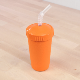 orange replay straw cup with reusable straw made out of recycled plastic - Mikki and Me Kids
