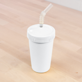 white replay straw cup with reusable straw made out of recycled plastic - Mikki and Me Kids