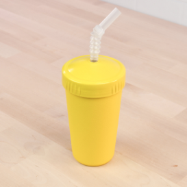 yellow replay straw cup with reusable straw made out of recycled plastic - Mikki and Me Kids
