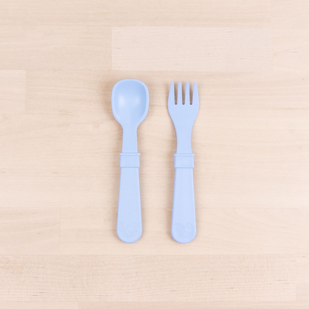 Replay spoon and fork set made out of recycled plastic   Mikki and Me Kids