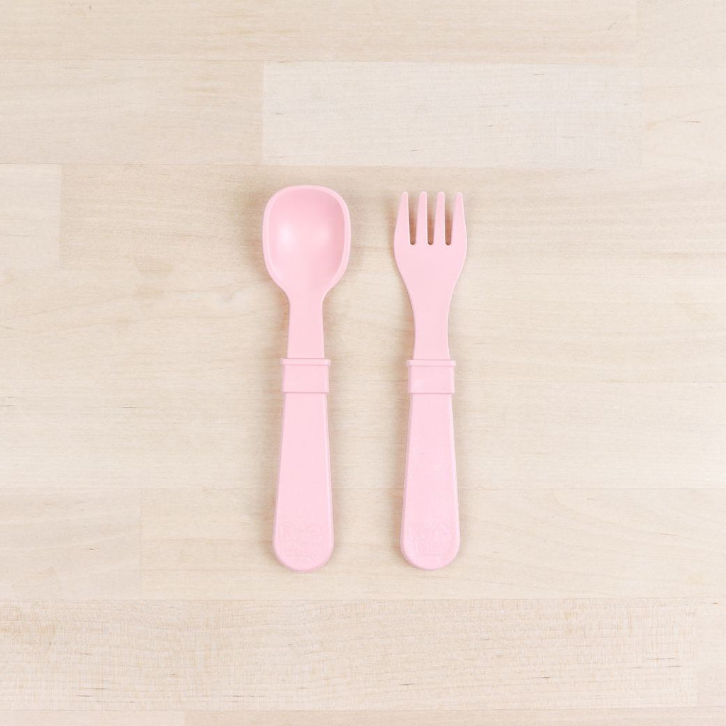 ice pink Replay spoon and fork set made out of recycled plastic   Mikki and Me Kids
