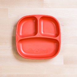 red Replay divided plate made out of recycled plastic   Mikki and Me Kids