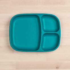 teal replay divided tray made out of recycled plastic - Mikki and Me Kids